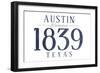 Austin, Texas - Established Date (Blue)-Lantern Press-Framed Art Print