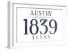 Austin, Texas - Established Date (Blue)-Lantern Press-Framed Art Print