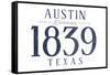 Austin, Texas - Established Date (Blue)-Lantern Press-Framed Stretched Canvas