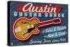 Austin, Texas - Guitar Shack Vintage Sign-Lantern Press-Stretched Canvas