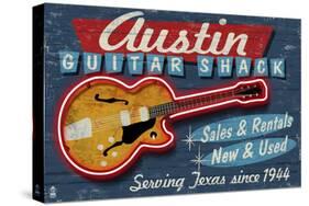 Austin, Texas - Guitar Shack Vintage Sign-Lantern Press-Stretched Canvas