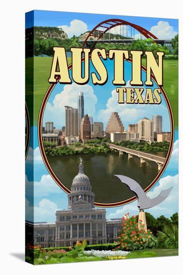 Austin, Texas - Montage Scenes-Lantern Press-Stretched Canvas