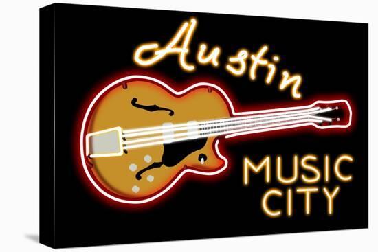 Austin, Texas - Neon Guitar Sign-Lantern Press-Stretched Canvas