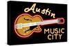 Austin, Texas - Neon Guitar Sign-Lantern Press-Stretched Canvas