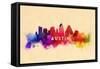 Austin, Texas - Skyline Abstract-Lantern Press-Framed Stretched Canvas