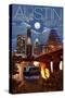 Austin, Texas - Skyline at Night-Lantern Press-Stretched Canvas