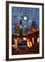 Austin, Texas - Skyline at Night-Lantern Press-Framed Art Print