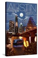 Austin, Texas - Skyline at Night-Lantern Press-Stretched Canvas