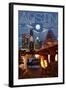 Austin, Texas - Skyline at Night-Lantern Press-Framed Art Print