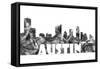 Austin Texas Skyline BG 2-Marlene Watson-Framed Stretched Canvas