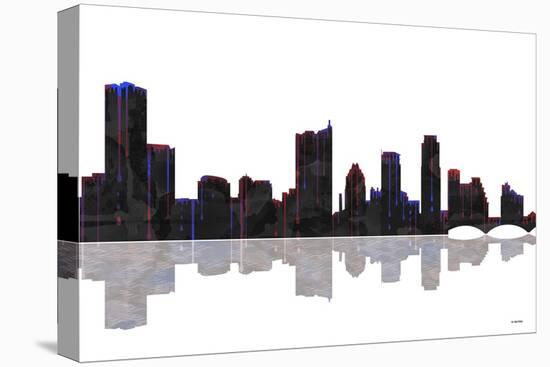 Austin Texas Skyline BW 1-Marlene Watson-Stretched Canvas