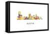 Austin Texas Skyline-Marlene Watson-Framed Stretched Canvas