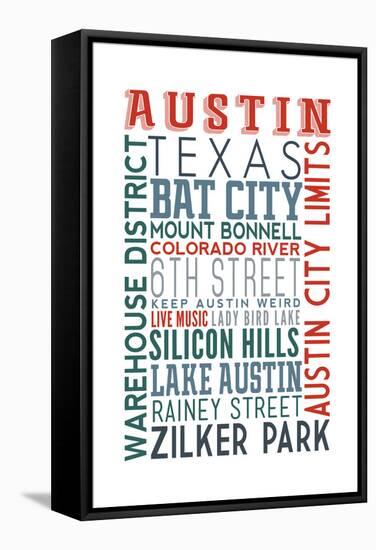 Austin, Texas - Typography-Lantern Press-Framed Stretched Canvas