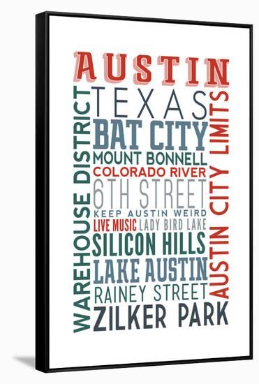Austin, Texas - Typography-Lantern Press-Framed Stretched Canvas