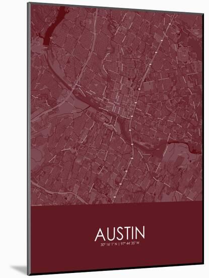 Austin, United States of America Red Map-null-Mounted Poster