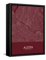 Austin, United States of America Red Map-null-Framed Stretched Canvas