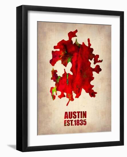 Austin Watercolor Map-NaxArt-Framed Art Print