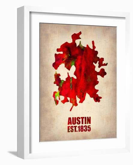 Austin Watercolor Map-NaxArt-Framed Art Print