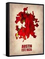 Austin Watercolor Map-NaxArt-Framed Stretched Canvas