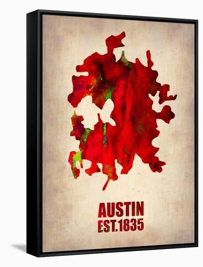 Austin Watercolor Map-NaxArt-Framed Stretched Canvas