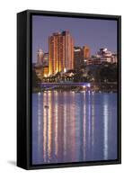 Australia, Adelaide, Skyline from Torrens Lake, Daytime, Dusk-Walter Bibikow-Framed Stretched Canvas