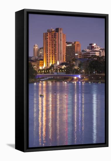 Australia, Adelaide, Skyline from Torrens Lake, Daytime, Dusk-Walter Bibikow-Framed Stretched Canvas