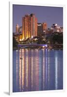 Australia, Adelaide, Skyline from Torrens Lake, Daytime, Dusk-Walter Bibikow-Framed Photographic Print