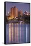 Australia, Adelaide, Skyline from Torrens Lake, Daytime, Dusk-Walter Bibikow-Framed Stretched Canvas