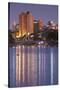 Australia, Adelaide, Skyline from Torrens Lake, Daytime, Dusk-Walter Bibikow-Stretched Canvas