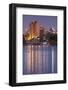 Australia, Adelaide, Skyline from Torrens Lake, Daytime, Dusk-Walter Bibikow-Framed Photographic Print