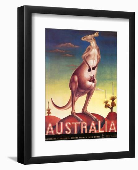 Australia, Airline & Travel Kangaroo c.1957-Eileen Mayo-Framed Art Print