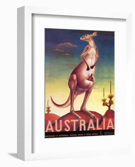 Australia, Airline & Travel Kangaroo c.1957-Eileen Mayo-Framed Art Print
