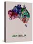 Australia Color Splatter Map-NaxArt-Stretched Canvas