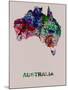 Australia Color Splatter Map-NaxArt-Mounted Art Print