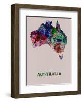 Australia Color Splatter Map-NaxArt-Framed Art Print