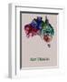 Australia Color Splatter Map-NaxArt-Framed Art Print