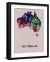 Australia Color Splatter Map-NaxArt-Framed Art Print