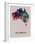 Australia Color Splatter Map-NaxArt-Framed Art Print