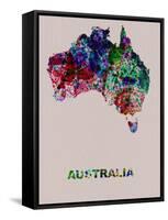 Australia Color Splatter Map-NaxArt-Framed Stretched Canvas