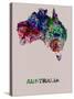 Australia Color Splatter Map-NaxArt-Stretched Canvas