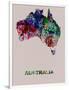 Australia Color Splatter Map-NaxArt-Framed Art Print