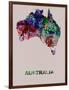 Australia Color Splatter Map-NaxArt-Framed Art Print