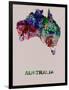 Australia Color Splatter Map-NaxArt-Framed Art Print