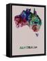 Australia Color Splatter Map-NaxArt-Framed Stretched Canvas