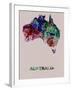 Australia Color Splatter Map-NaxArt-Framed Art Print