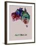 Australia Color Splatter Map-NaxArt-Framed Art Print