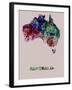 Australia Color Splatter Map-NaxArt-Framed Art Print