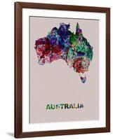 Australia Color Splatter Map-NaxArt-Framed Art Print