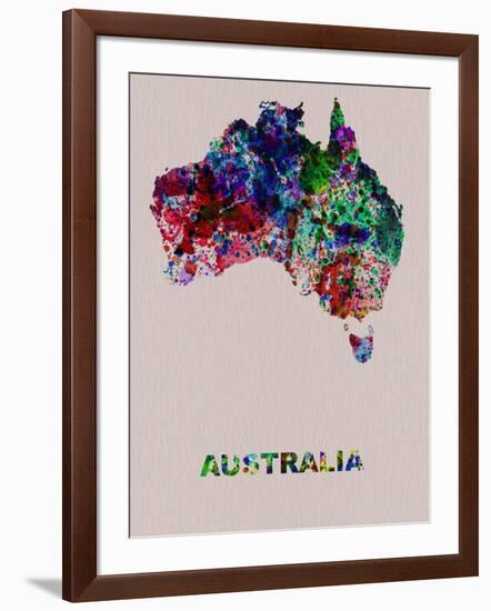 Australia Color Splatter Map-NaxArt-Framed Art Print