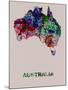 Australia Color Splatter Map-NaxArt-Mounted Art Print